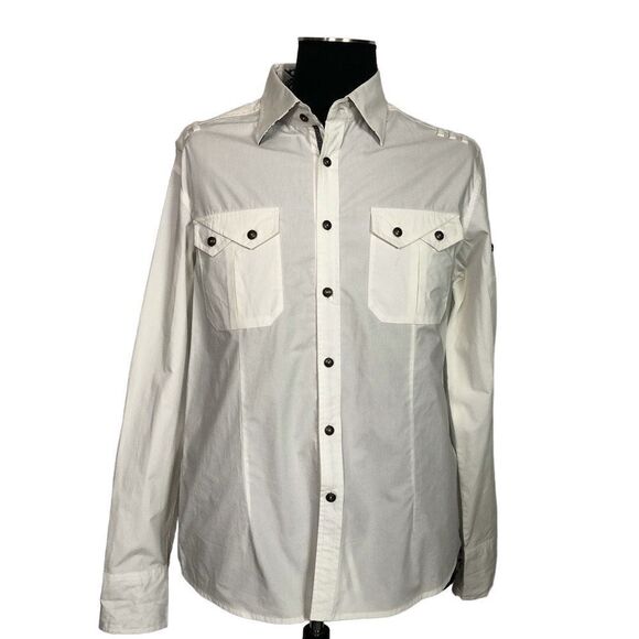 Toku White Cotton Embellished Shirt - Men’s L - Picture 1 of 9